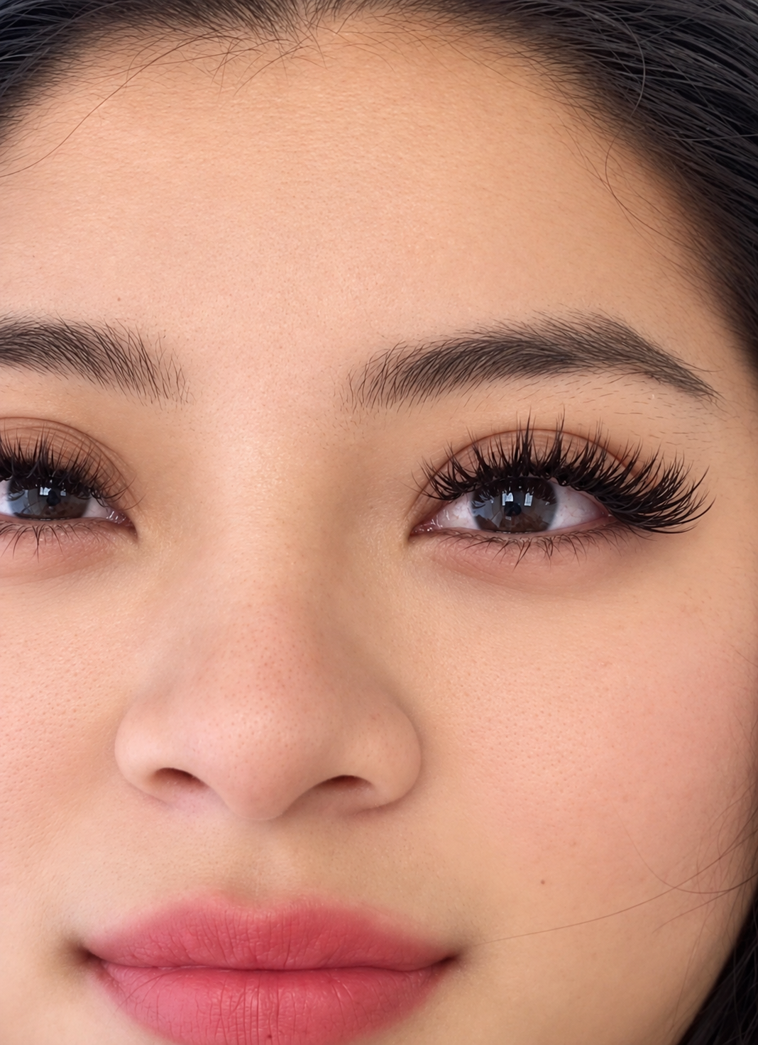 Close-up of a client's dramatic eyelash extensions